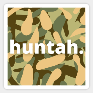 hawaii huntah slogan, hawaii pidign with camo background Sticker